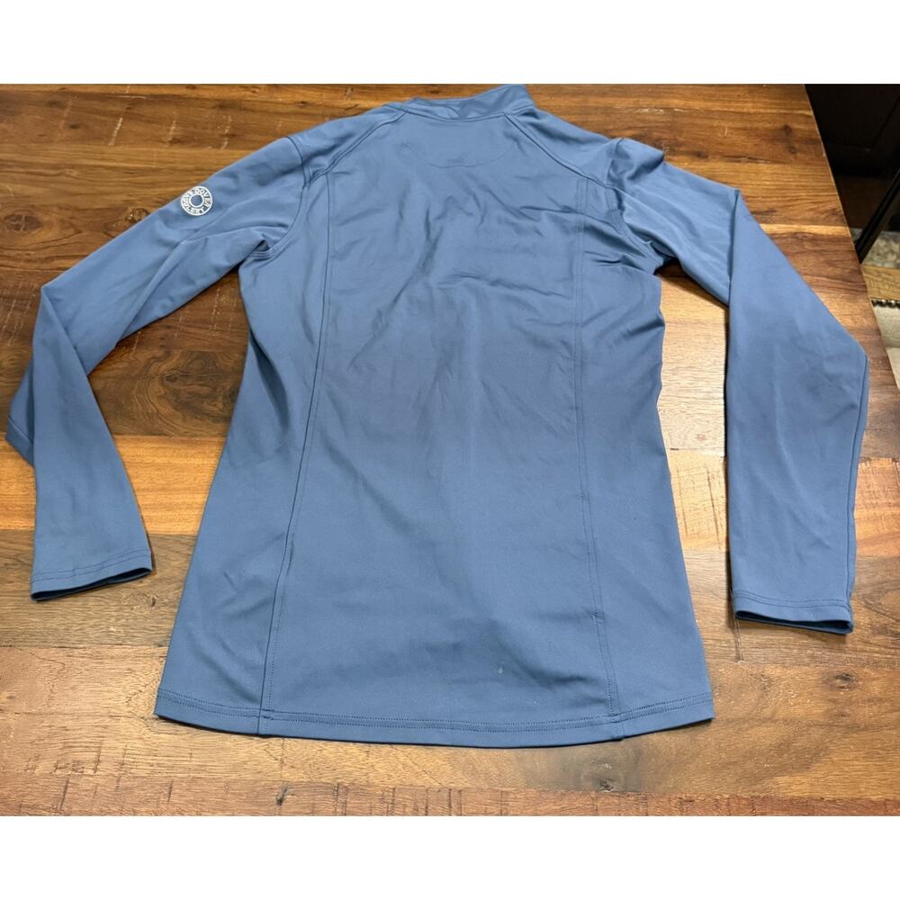 DOVER SADDLERY Blue Stretch 1/4 Zip Long Sleeve Insect Shield Shirt - M - Picture 2 of 4
